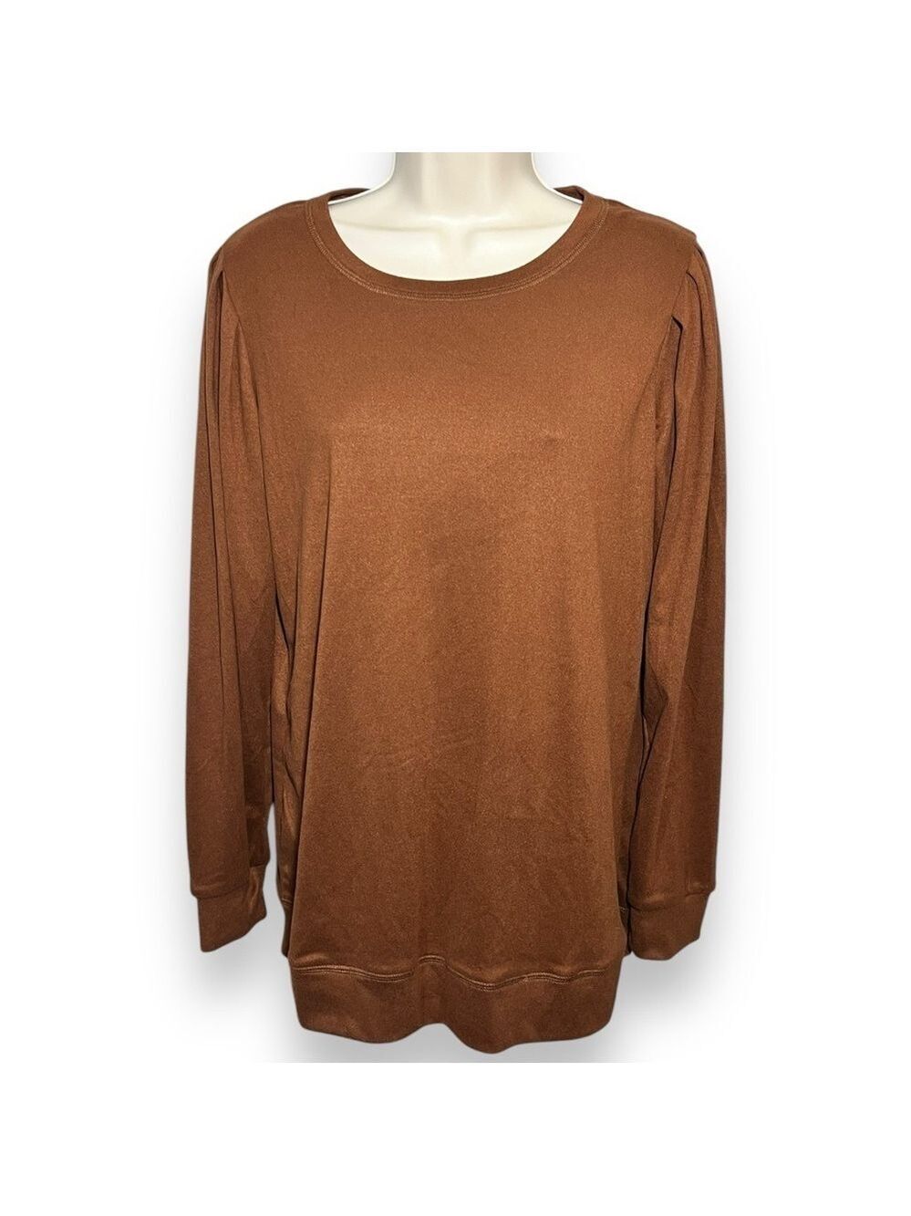 Geifa Women’s Puff Sleeve Crewneck Lightweight Sweatshirt Burnt Orange Size M